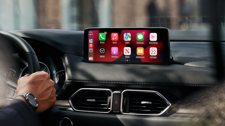 A photograph of the Mazda Connect infotainment system