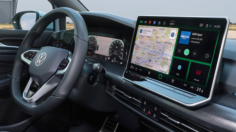 A Volkswagen Golf with a massive touchscreen