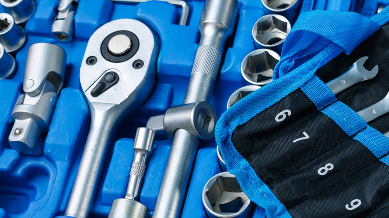 mechanics tools in cases and rolls