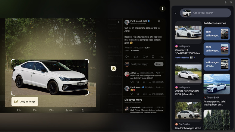 an image of a white car whose make and model is identified by Google Lens