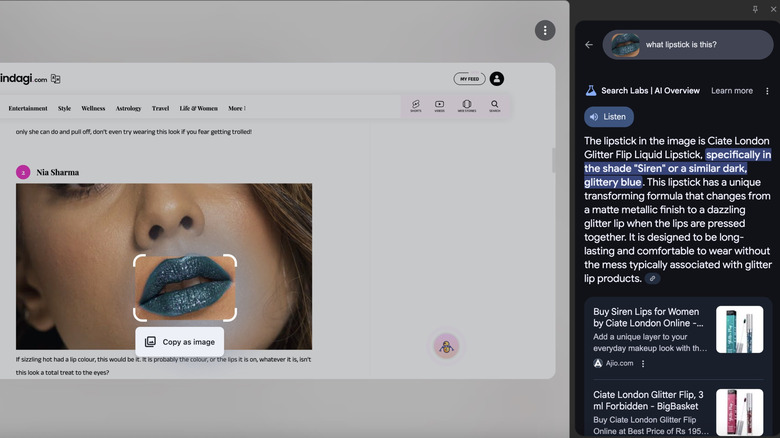 Finding the correct lipstick shade using Google Lens