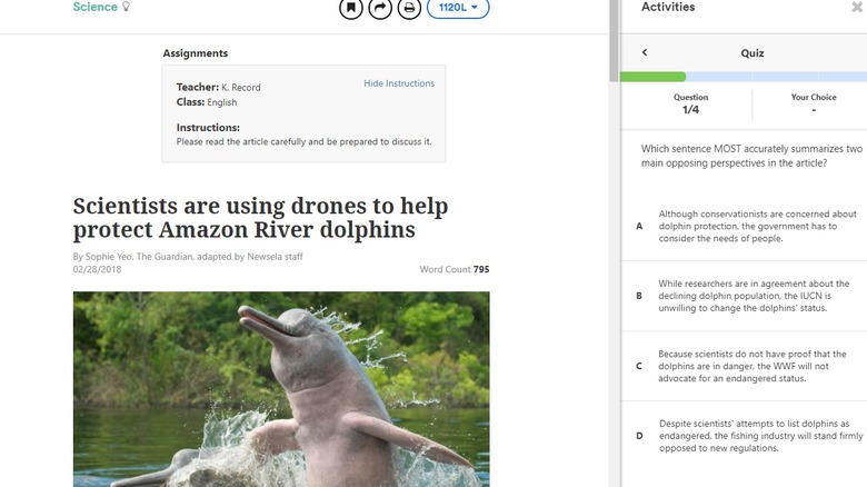 a page on Newsela