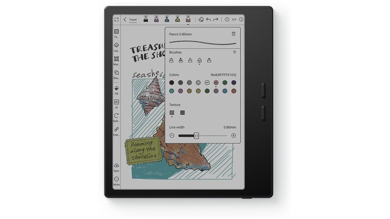 E-reader featuring colorful artwork