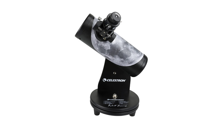A studio shot of the Celestron FirstScope Signature Series Moon by Robert Reeves Telescope