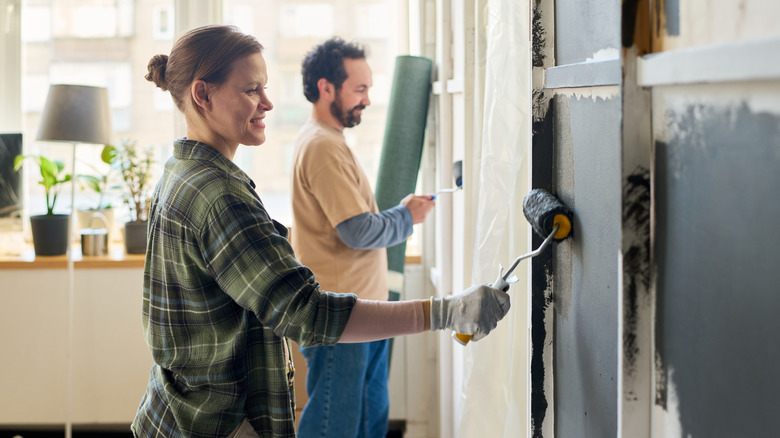 A couple doing home improvement projects