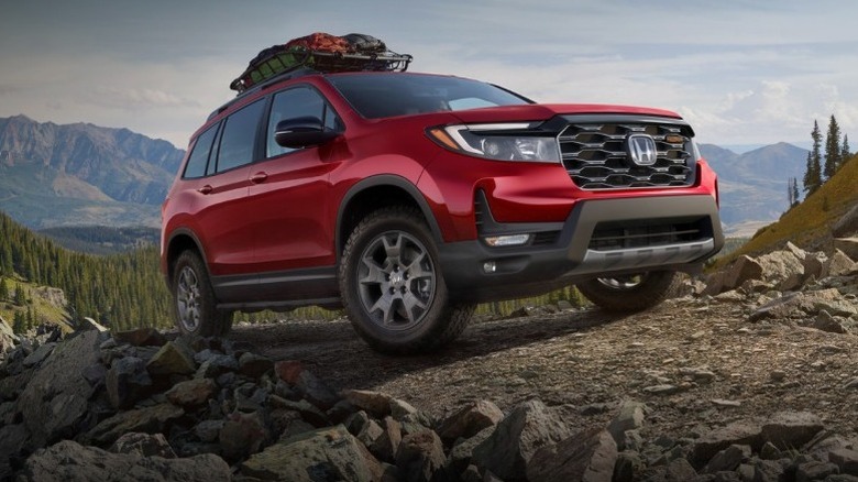 A 2025 red Honda Passport