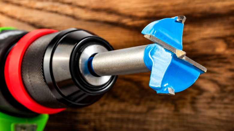 a forstner bit on a drill
