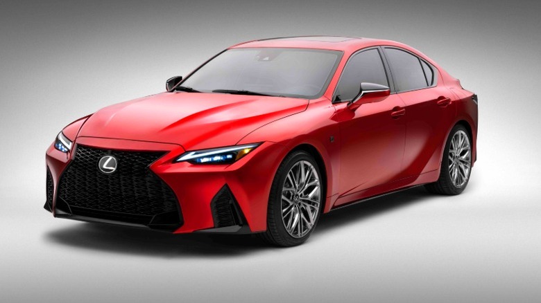 A red  2022 Lexus IS 500