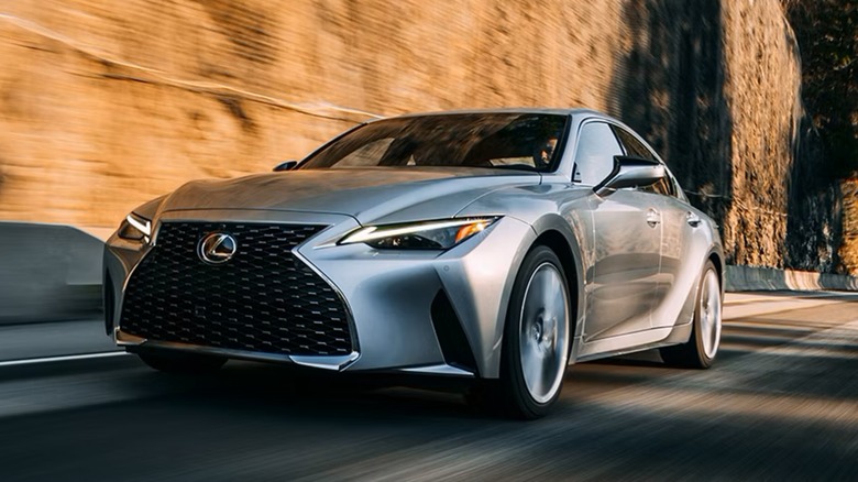 A grey Lexus IS 350 being driven.