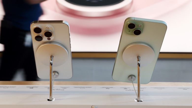 iPhone 15 marketing in store.