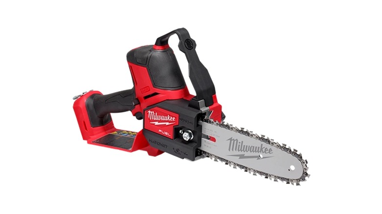 A small chainsaw by Milwaukee, the M12 Fuel Hatchet 6-Inch Pruning Saw
