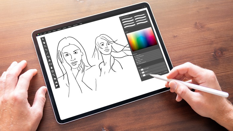Drawing app open on ipad