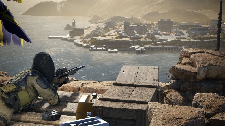 A sniper overlooking a city