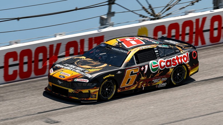 Brad Keselowski's racecar, #6 with black and gold Castrol branding