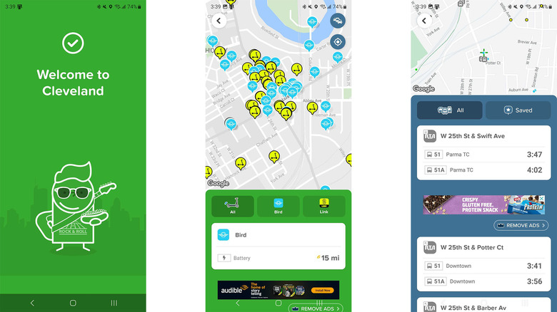 Citymapper screenshots showing the UI