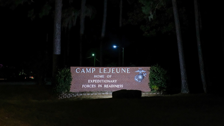 The welcome sign for Camp Lejeune