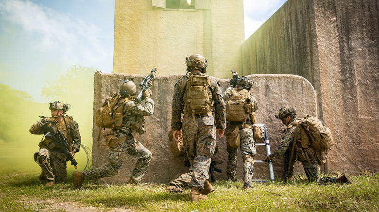 A group of marines conducting training exercises