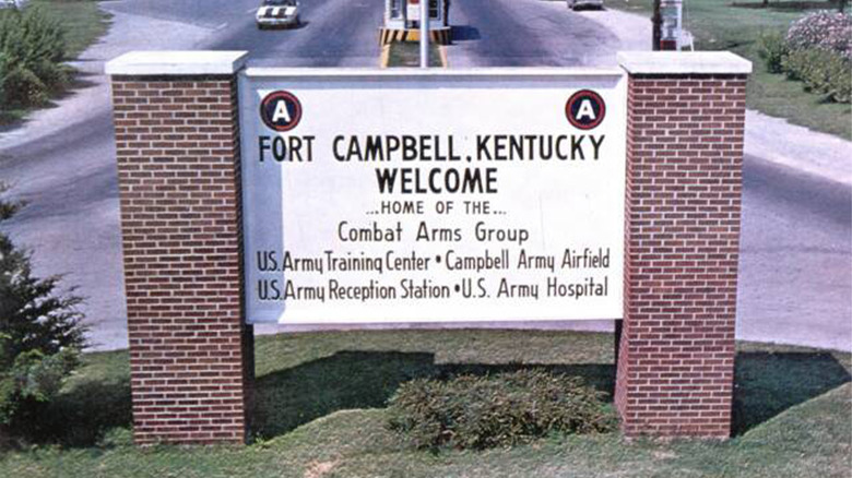 The welcome sign for Fort Campbell in Kentucky