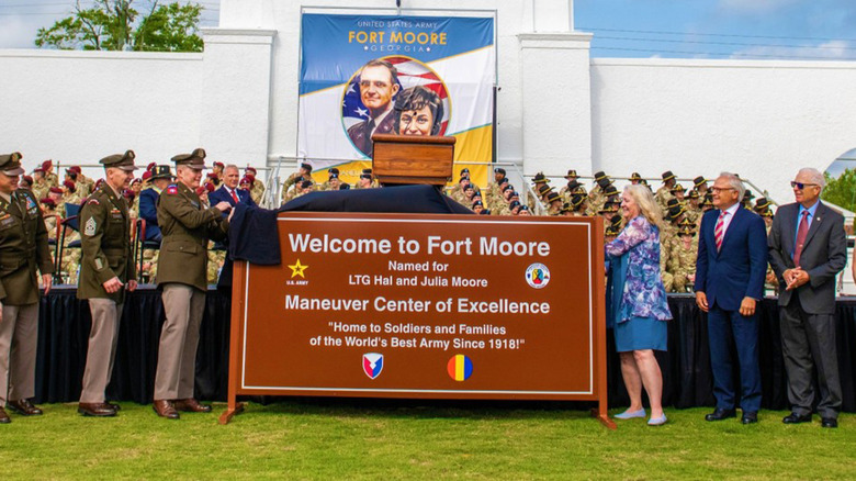 A photo of the official renaming ceremony for Fort Moore