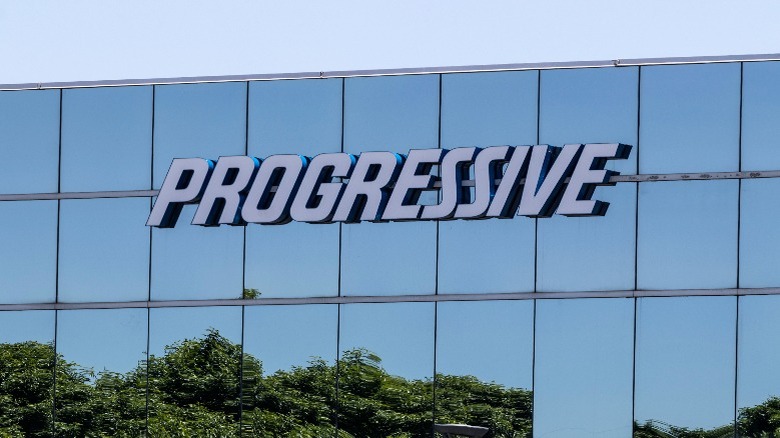 Progressive logo on a building