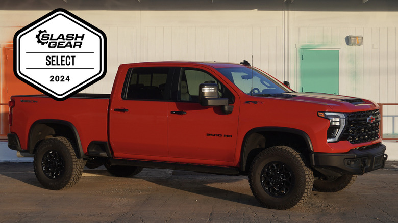 Red 2024 Chevrolet Silverado HD ZR2 Bison with an Editor's Choice badge from MMtech Online