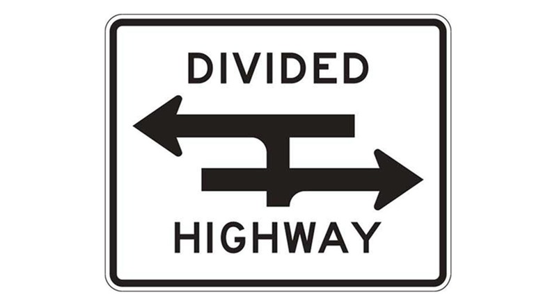 Divided highway sign