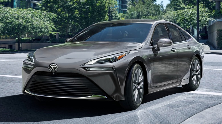 Silver 2025 Toyota Mirai cornering