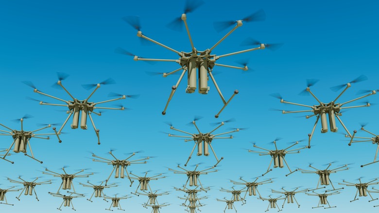 a formation of drones