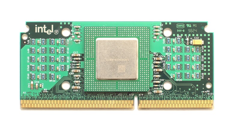 Intel Covington Celeron processor on display