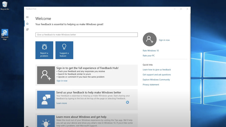 Windows Feedback Hub