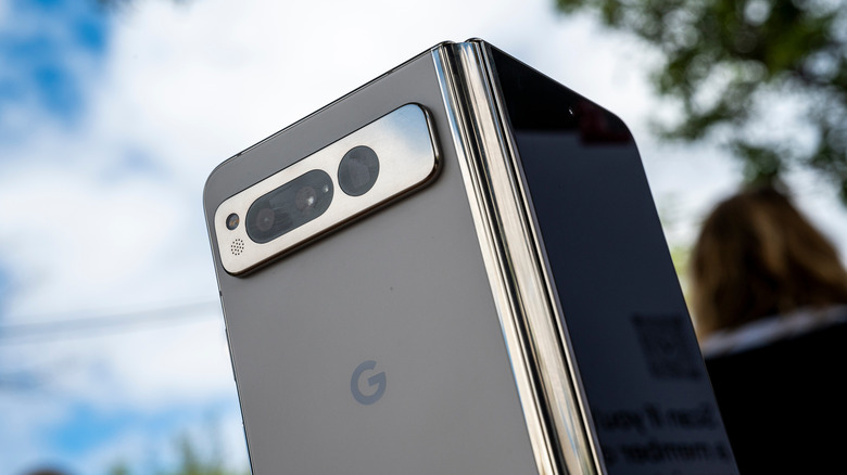 The Google Pixel Fold demoed at Google I/O 2023