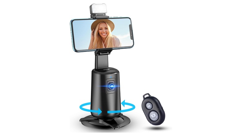 Tripod holding a smartphone