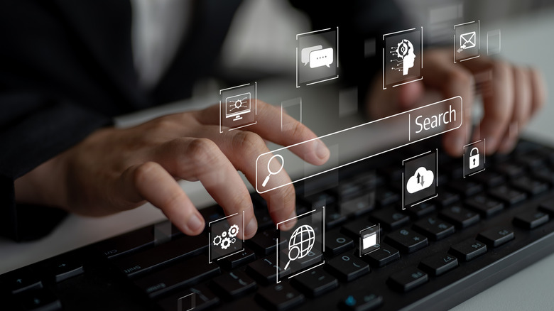 person doing online research