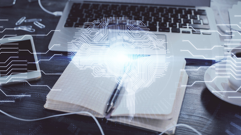 Concept illustration of AI and a textbook