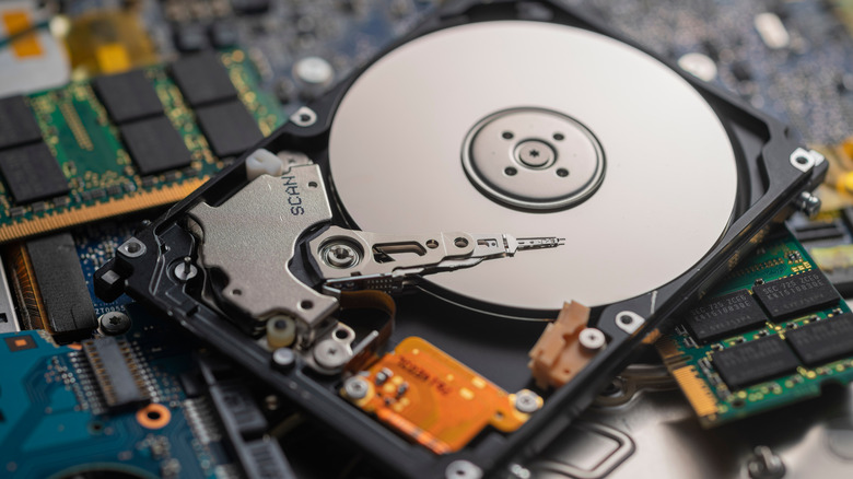 Open HDD with parts exposed