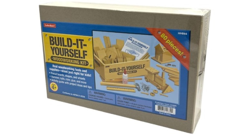 Box of build-it-yourself woodworking kit