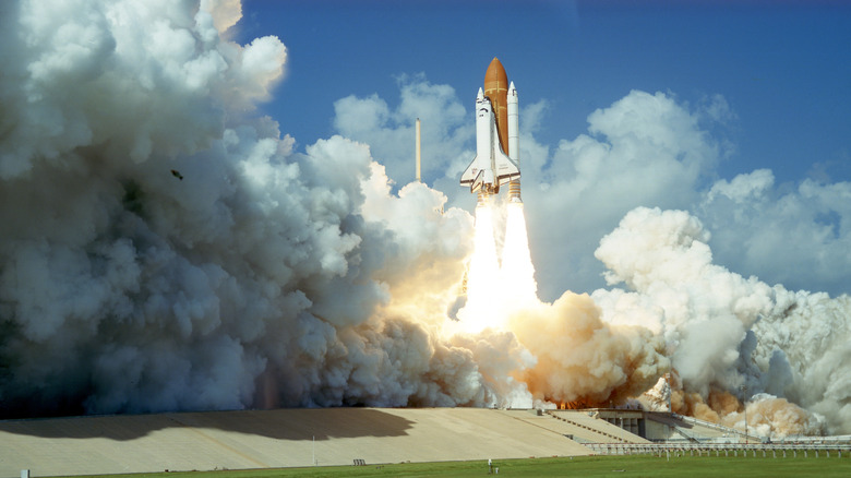 Space Shuttle Challenger lifting off