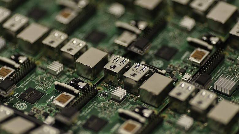 Closeup of Raspberry Pi circuit boards