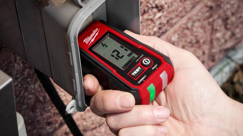 Digital GFCI Receptacle Tester in use