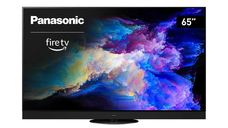 Panasonic 65 inch OLED TV against a white background
