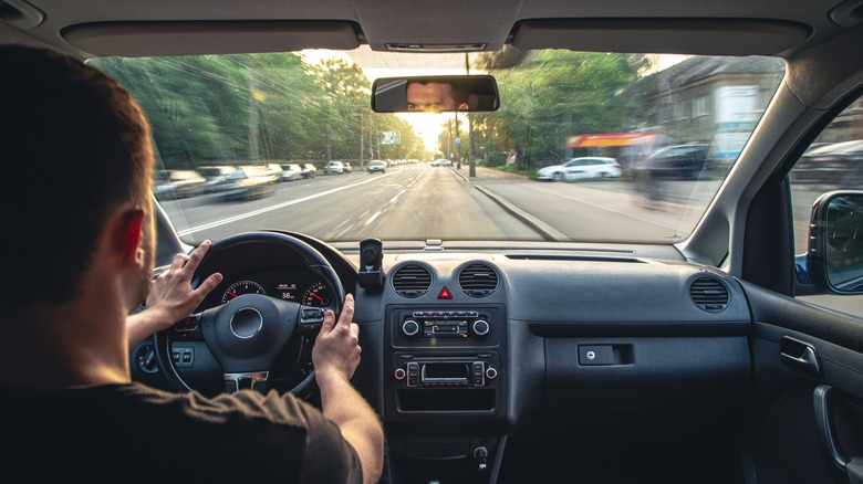 Person driving car