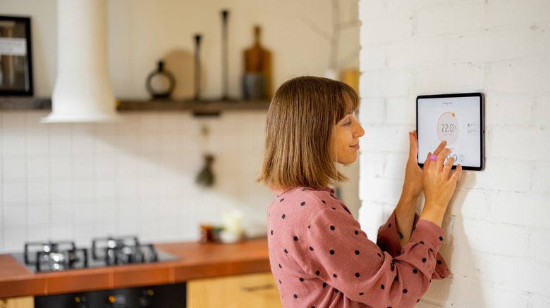 iPad mounted in kitchen