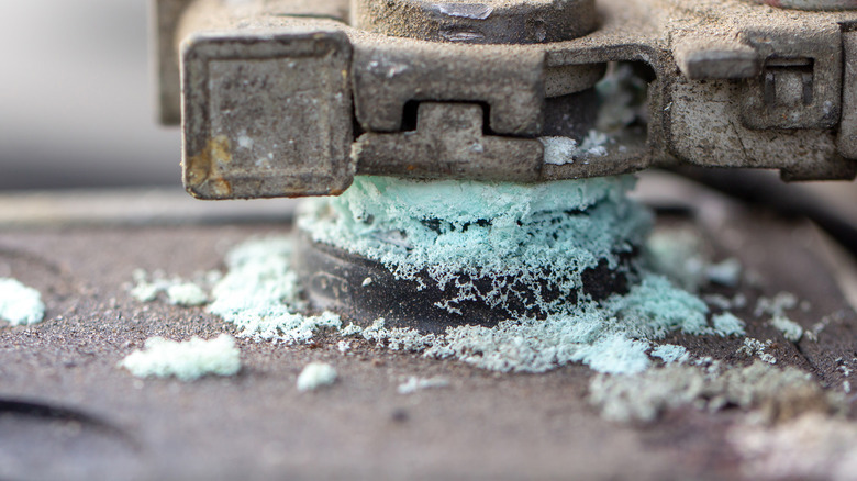 Battery terminal with corrosion