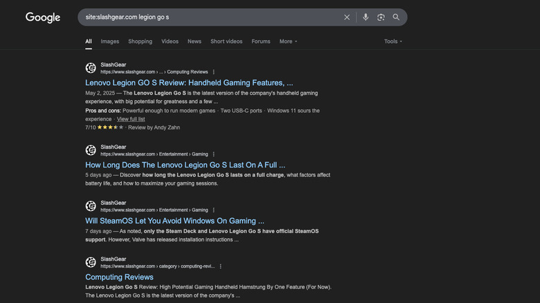 Using search commands in Google