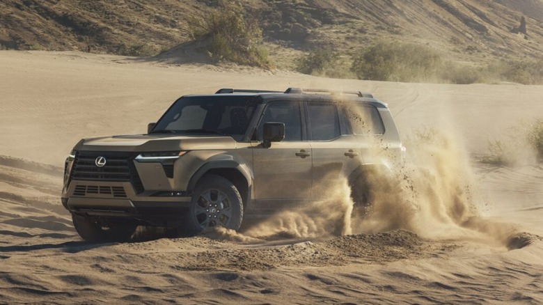 Lexus GX off-roading in desert.