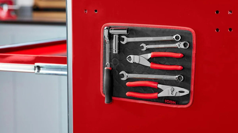 Icon magnetic tool mat holding a selection of tools