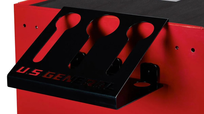 U.S. General magnetic power and air tool holder attached to a cart