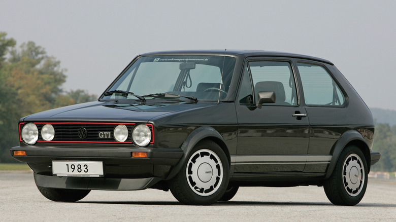 Volkswagen Golf GTI Mk1 with twin circular headlights front 3/4 view