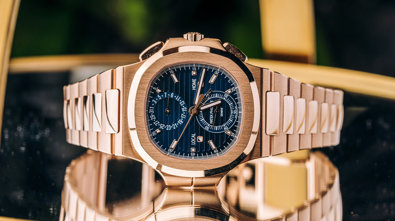 Patek Philippe Nautilus Travel Time watch in rose gold