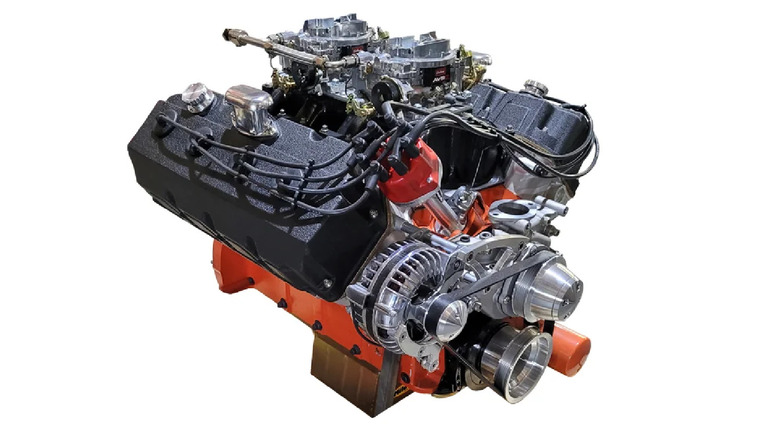 A Prestige Motorsports 572 Hemi Mopar engine on a white studio background.